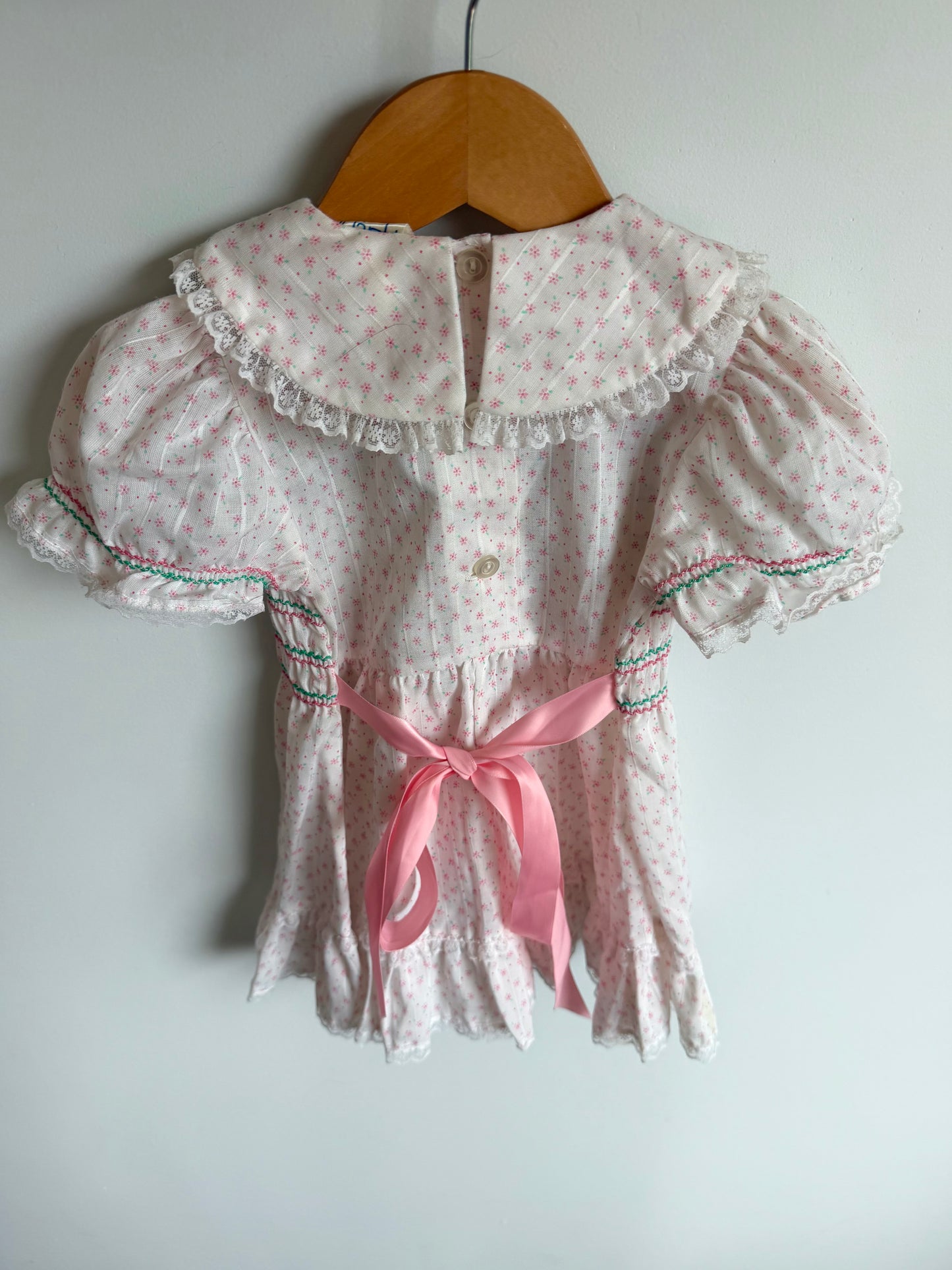 Vintage Made in Canada Floral Smocking Dress / 24m