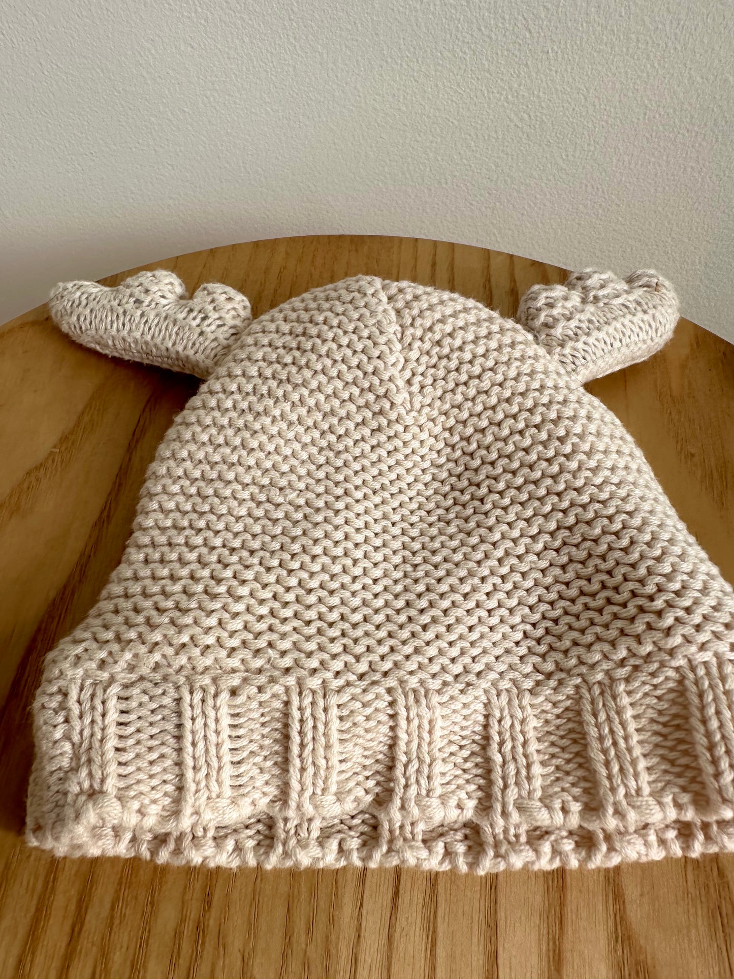 Cream Beanie with Ears / 6-12m