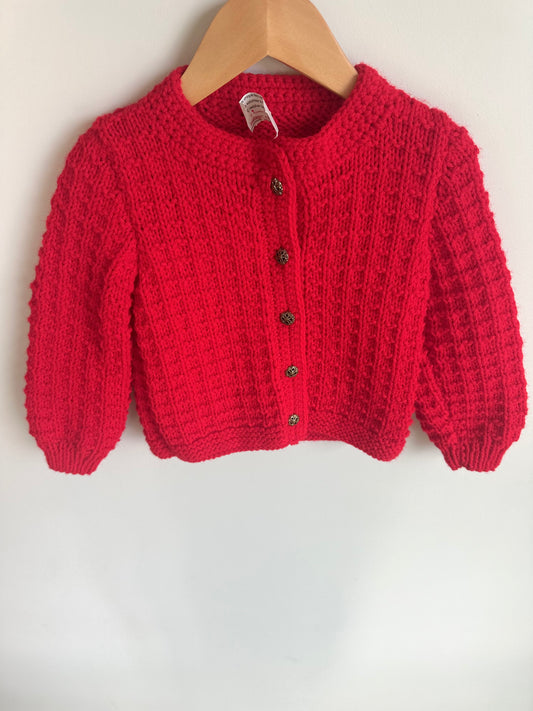 Handmade Red Knit Cardigan / 3T?