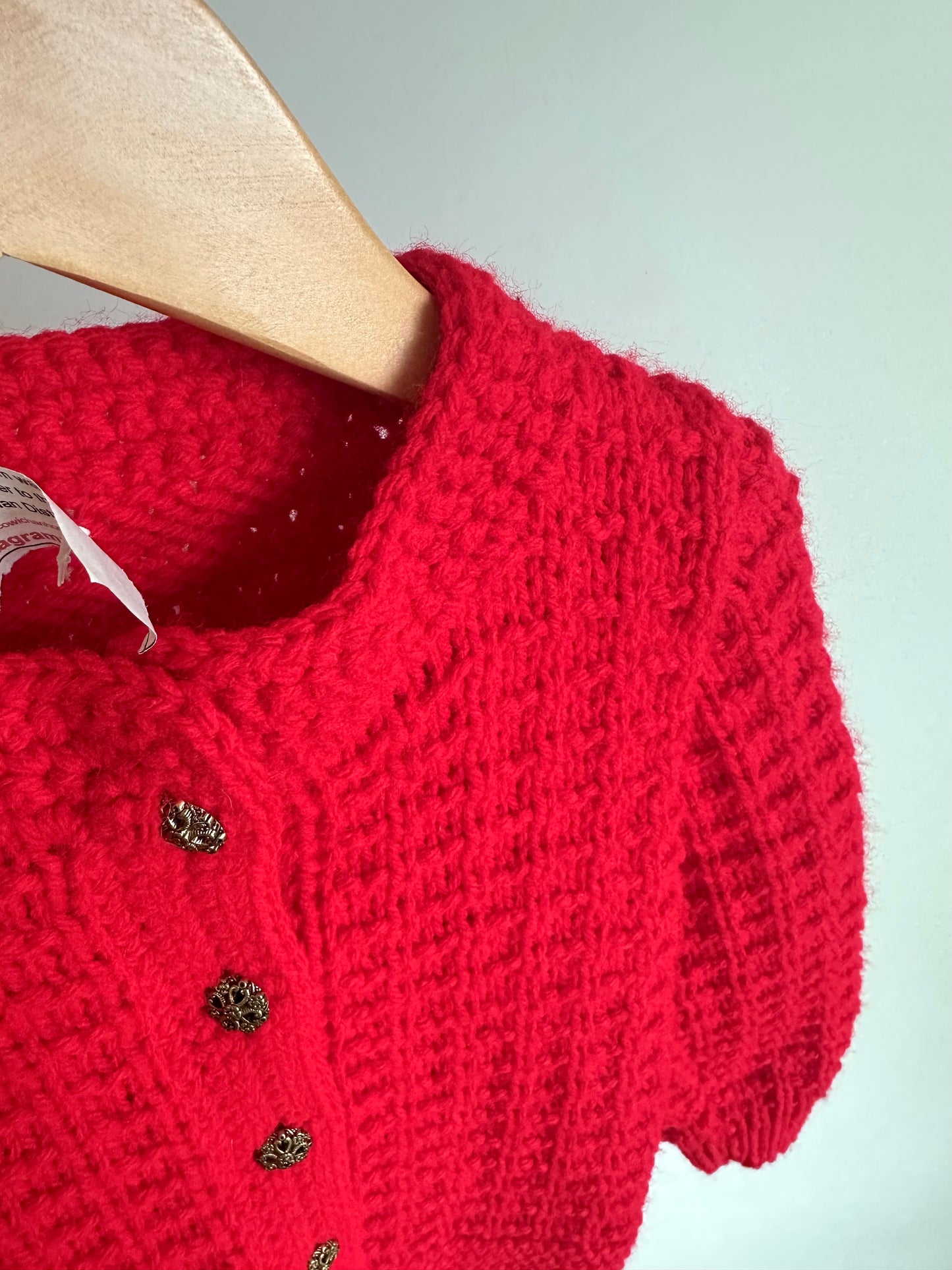 Handmade Red Knit Cardigan / 3T?