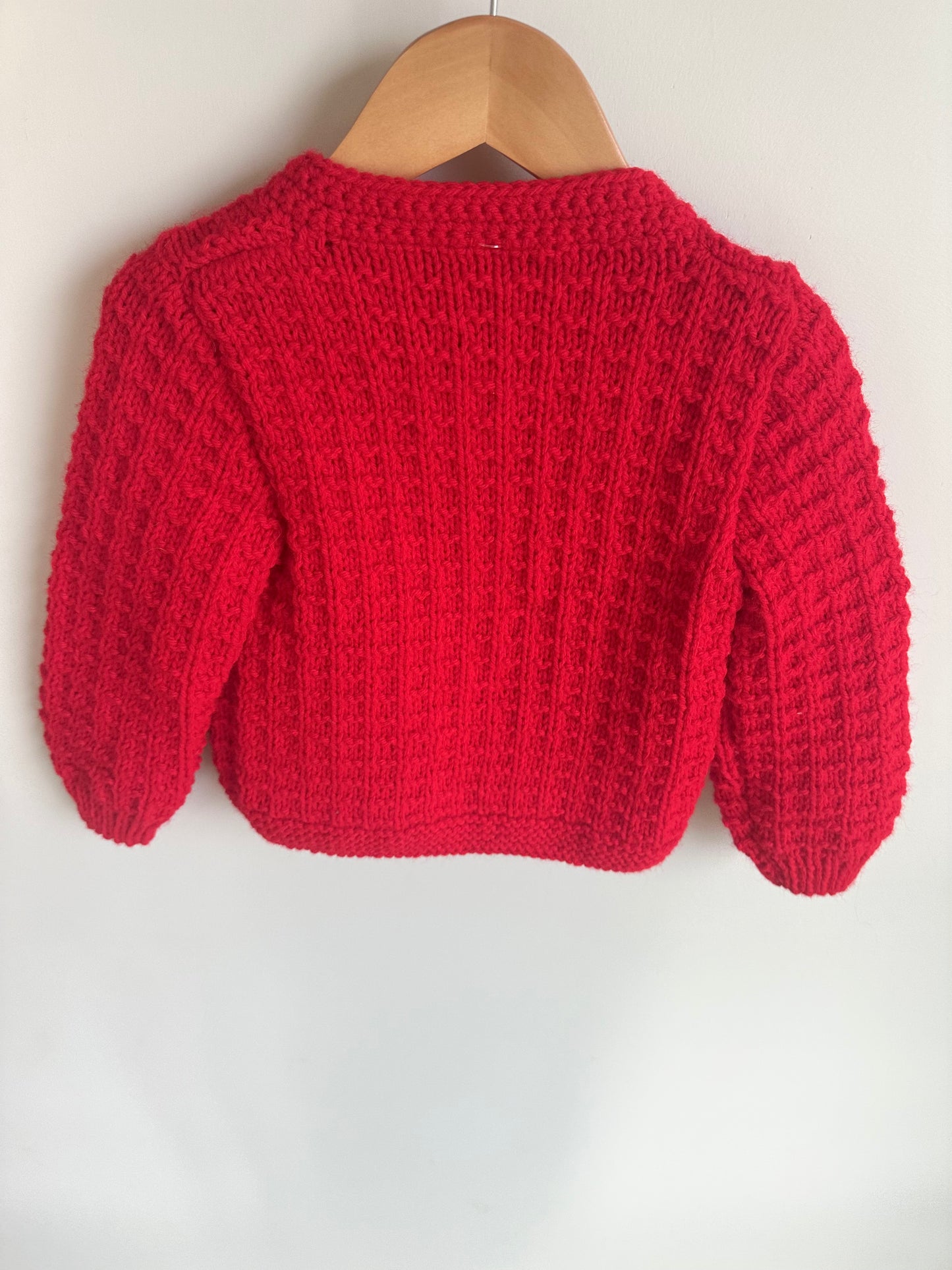 Handmade Red Knit Cardigan / 3T?