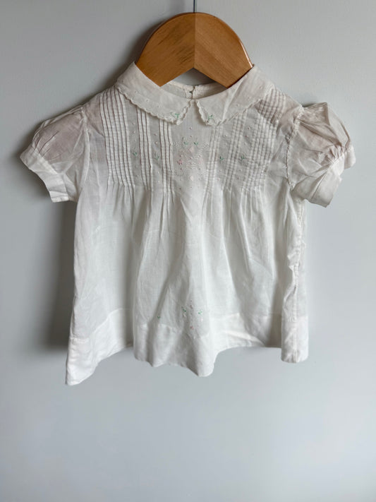 Vintage Dainty Cream Embroidery Dress / 0-6m?