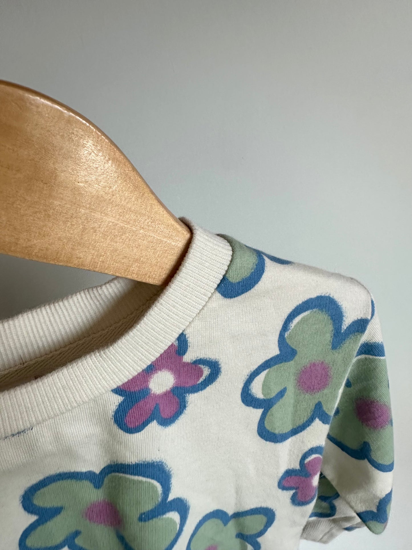 Crew Neck Green Flower Sweater / 3T