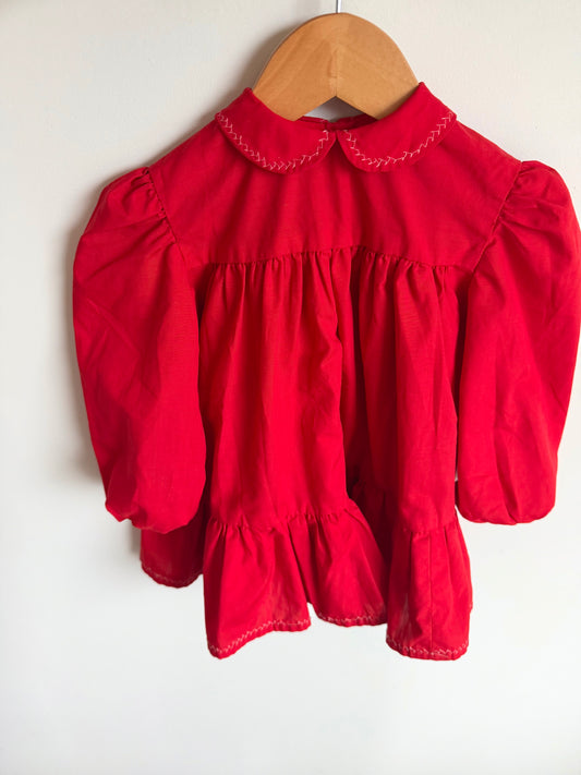 Vintage Red Collared Dress / 12-18m?