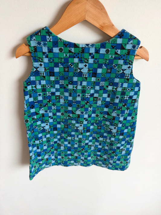 Vintage Checkered Blue + Green Dress  / 2T?
