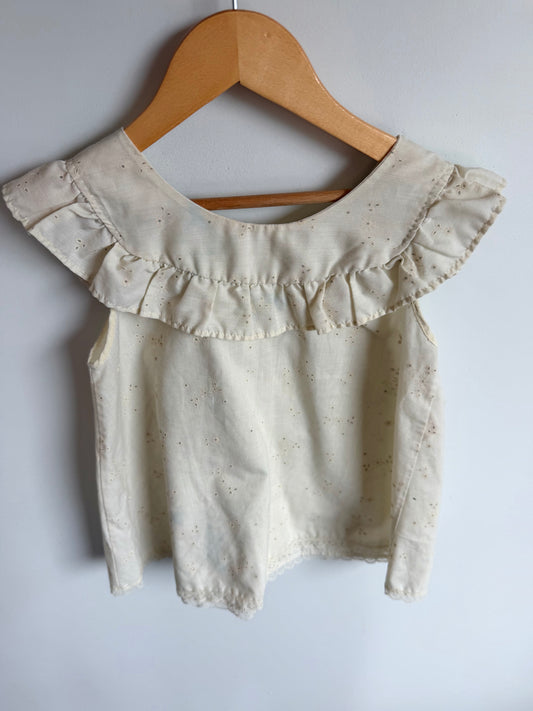 Vintage Cream Embroidered Dress / 3-5T?
