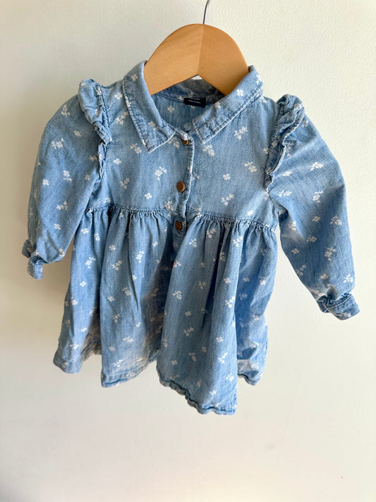 Gap Chambray Floral Dress / 6-12m