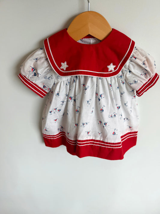 Vintage Sailboat Dress / 12-18m