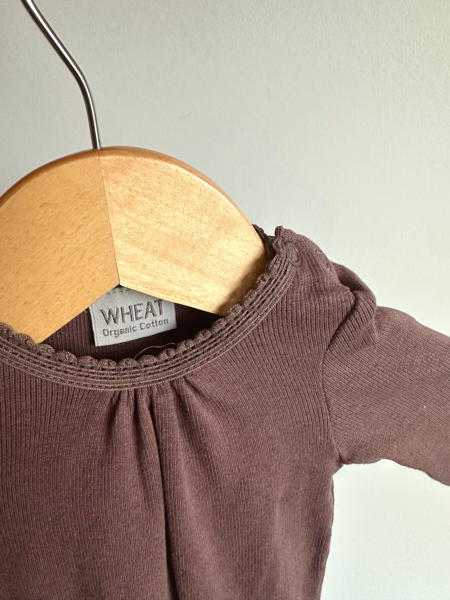 Wheat Organic Cotton Brown Bodysuit / 6-9m
