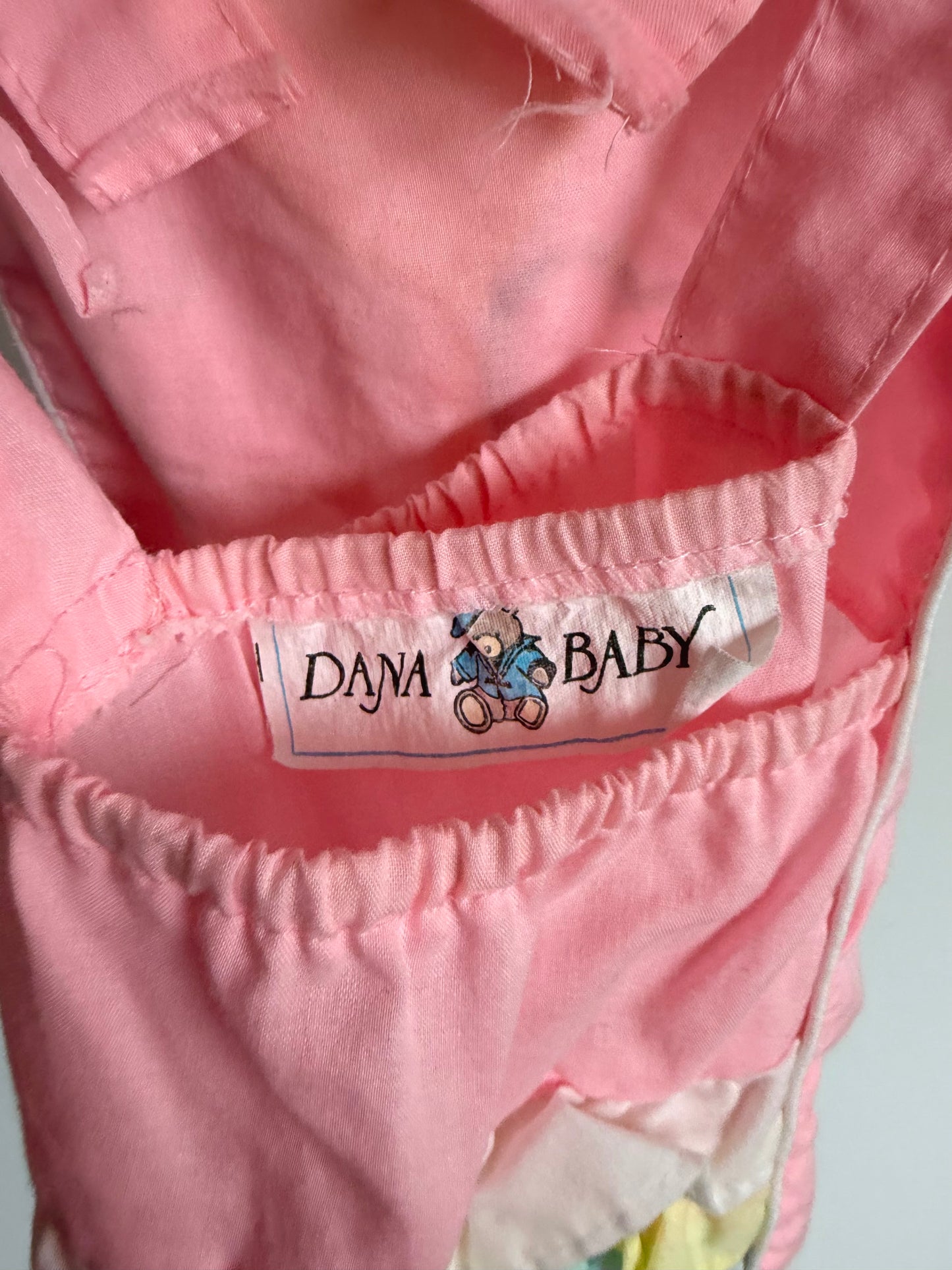 Vintage Pink Heart Ribbon Overalls / 6-9m