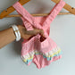 Vintage Pink Heart Ribbon Overalls / 6-9m