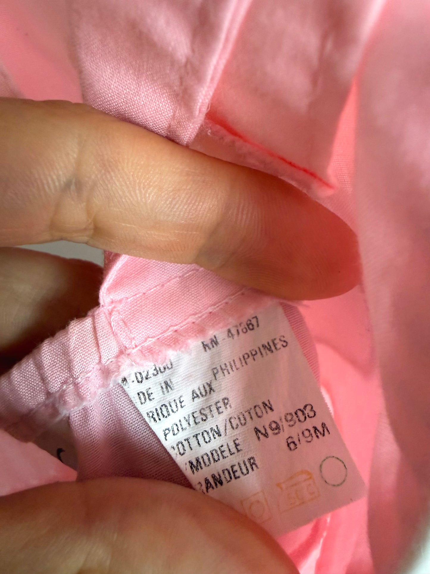 Vintage Pink Heart Ribbon Overalls / 6-9m