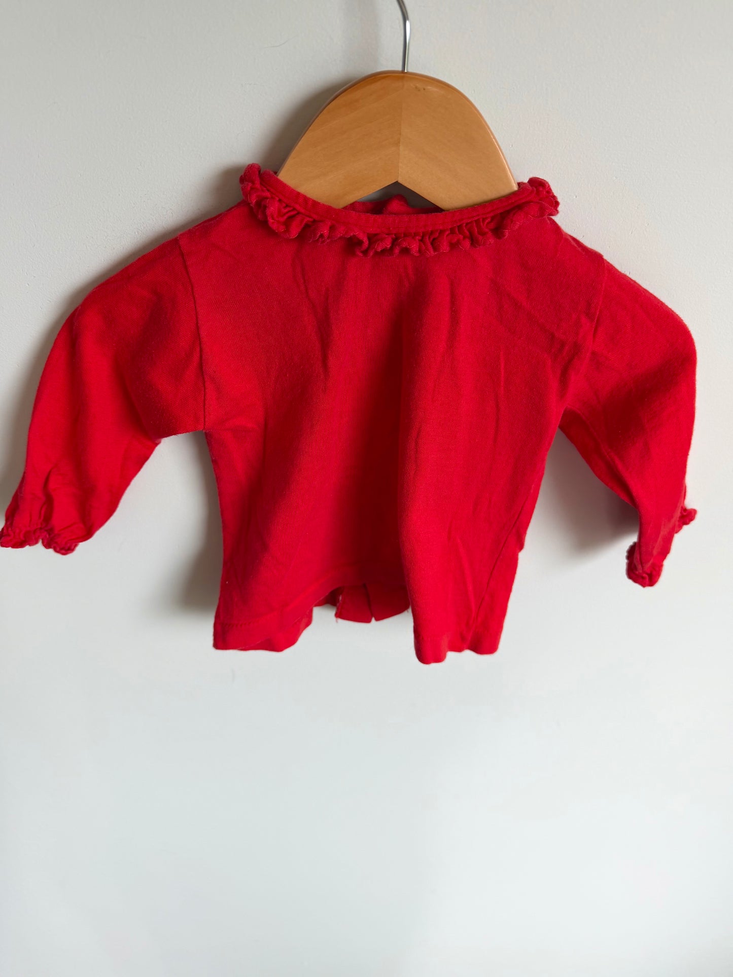 Vintage Red Ruffle Collar Top / 6-9m