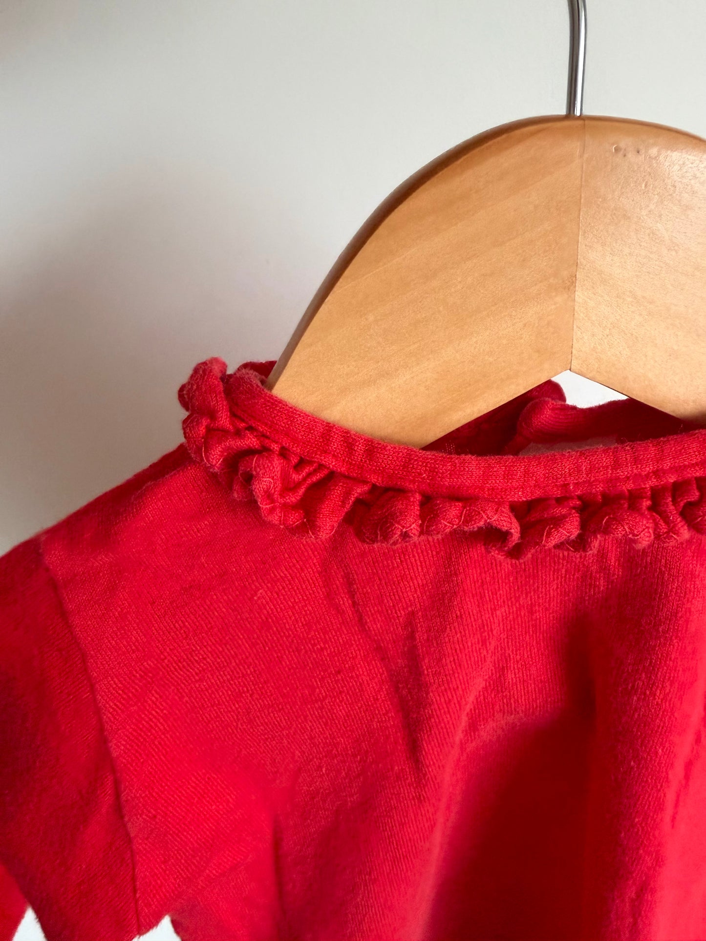 Vintage Red Ruffle Collar Top / 6-9m