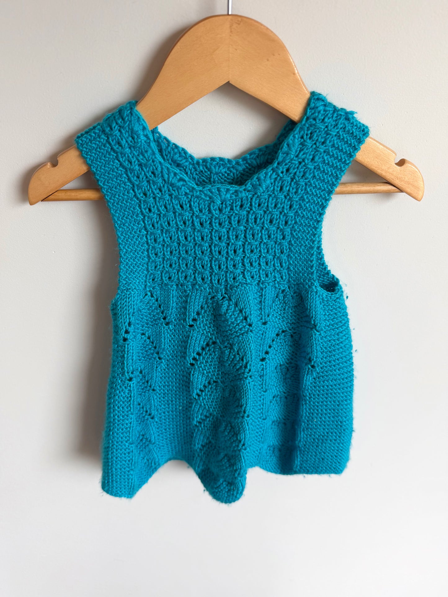 Handmade Cyan Knit Dress / 6m?