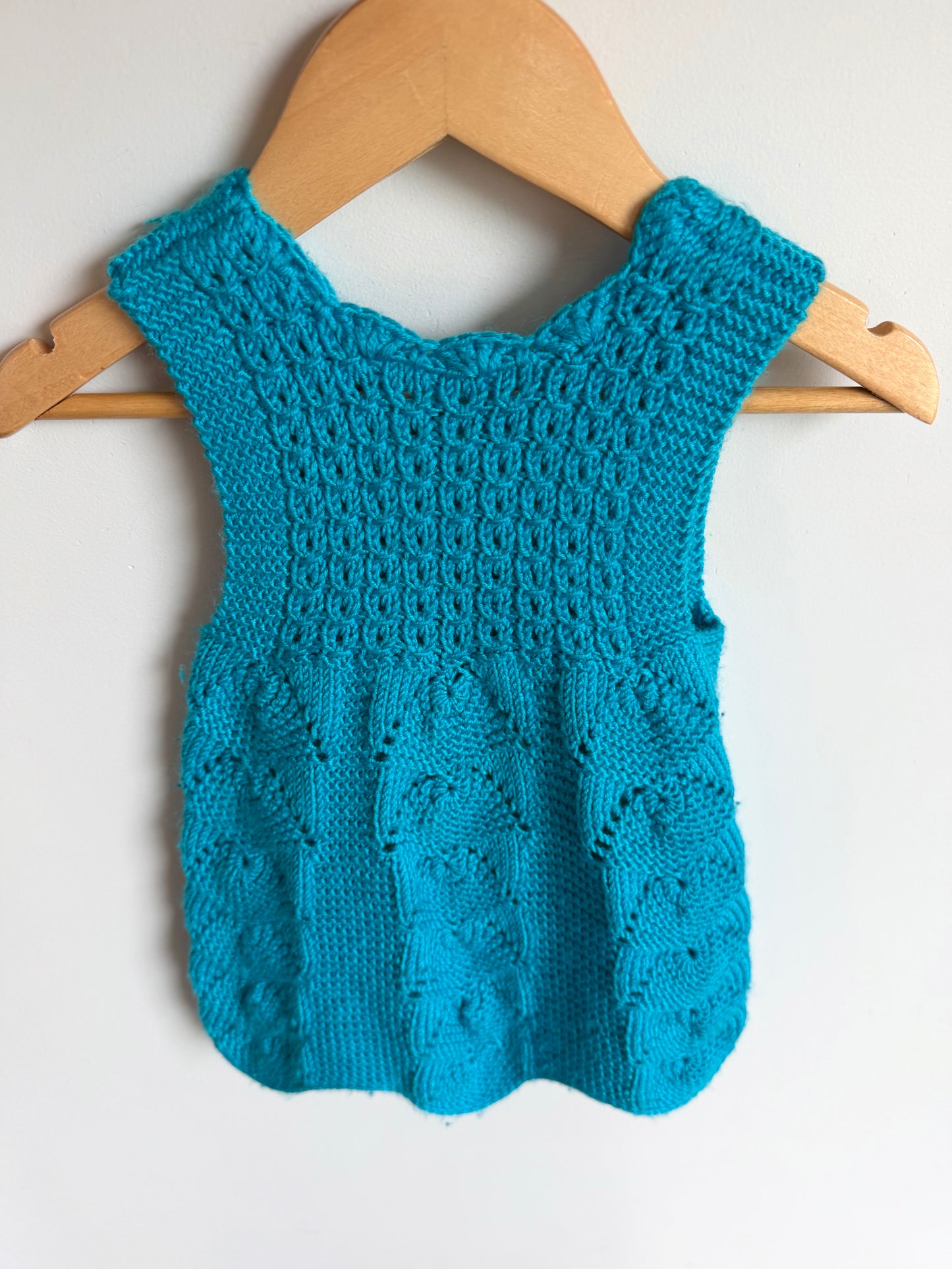 Handmade Cyan Knit Dress / 6m?