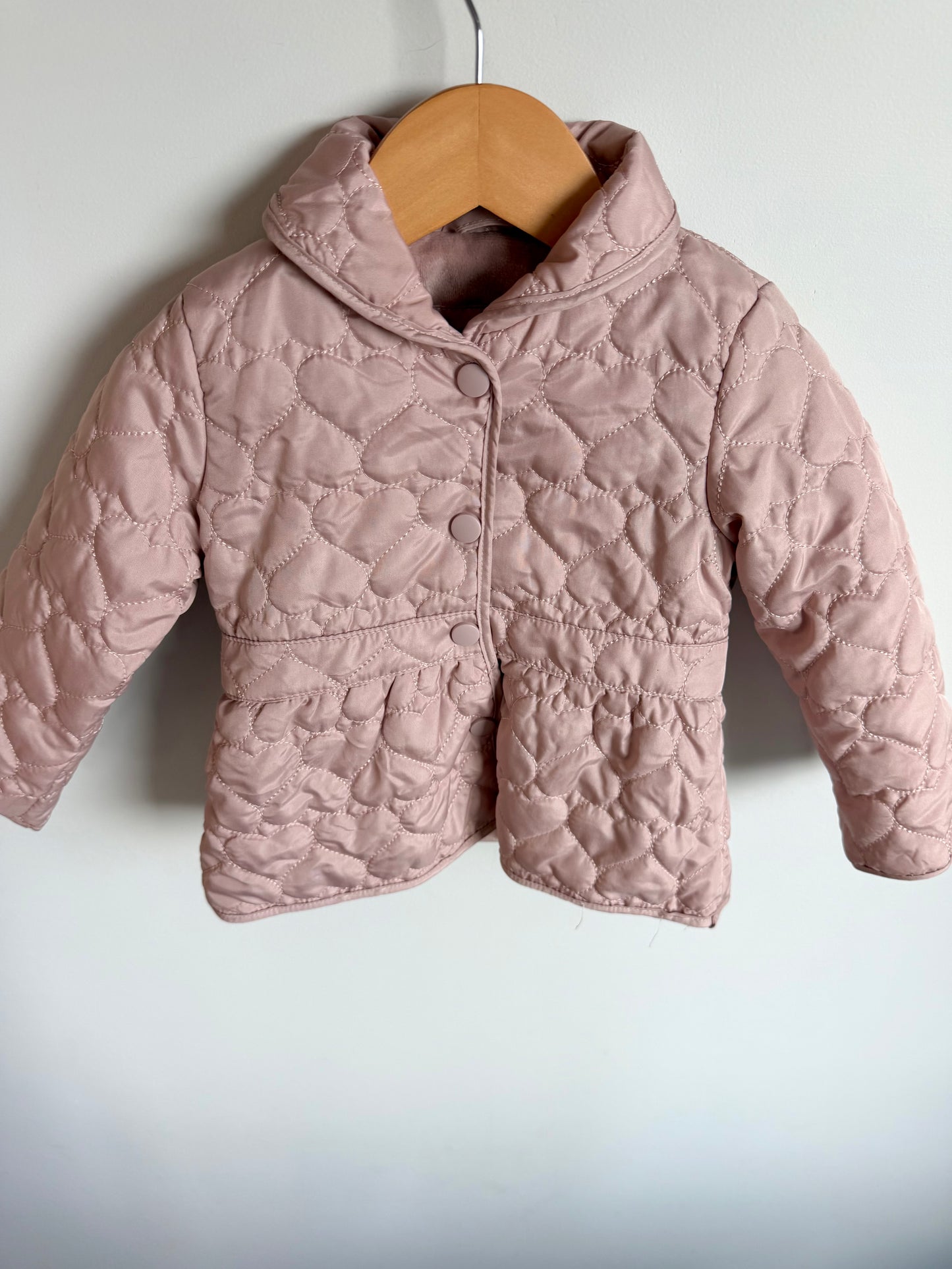 Pink Heart Quilted Coat / 18m