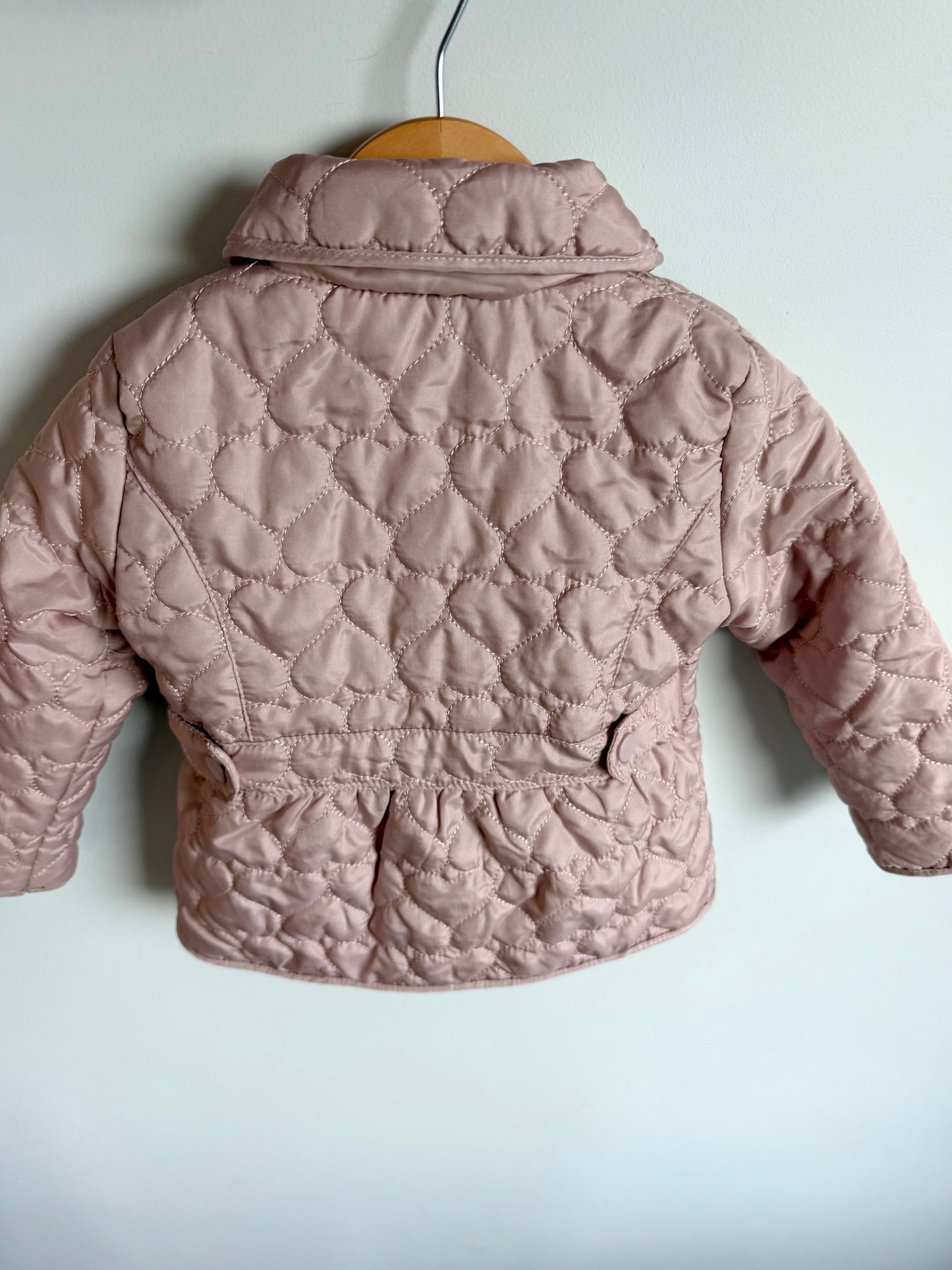 Pink Heart Quilted Coat / 18m
