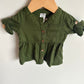 Green Peplum Button Up Top / 3m