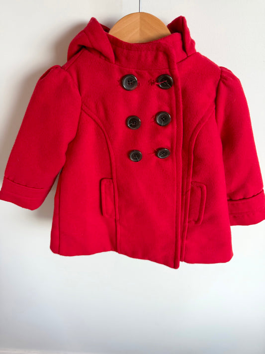 Scarlet Red Hood Coat / 12-18m