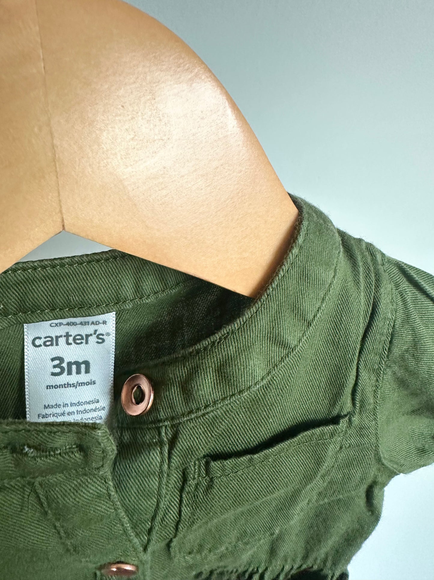 Green Peplum Button Up Top / 3m