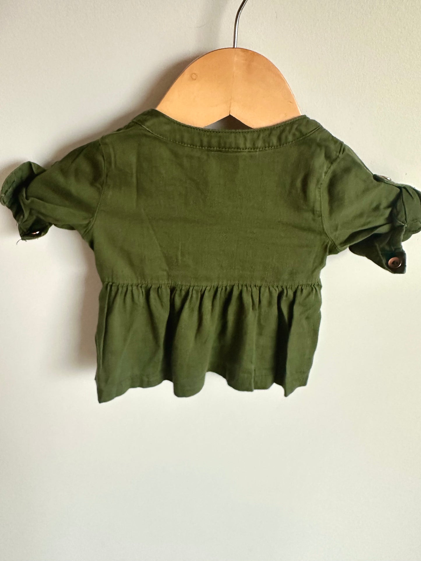 Green Peplum Button Up Top / 3m