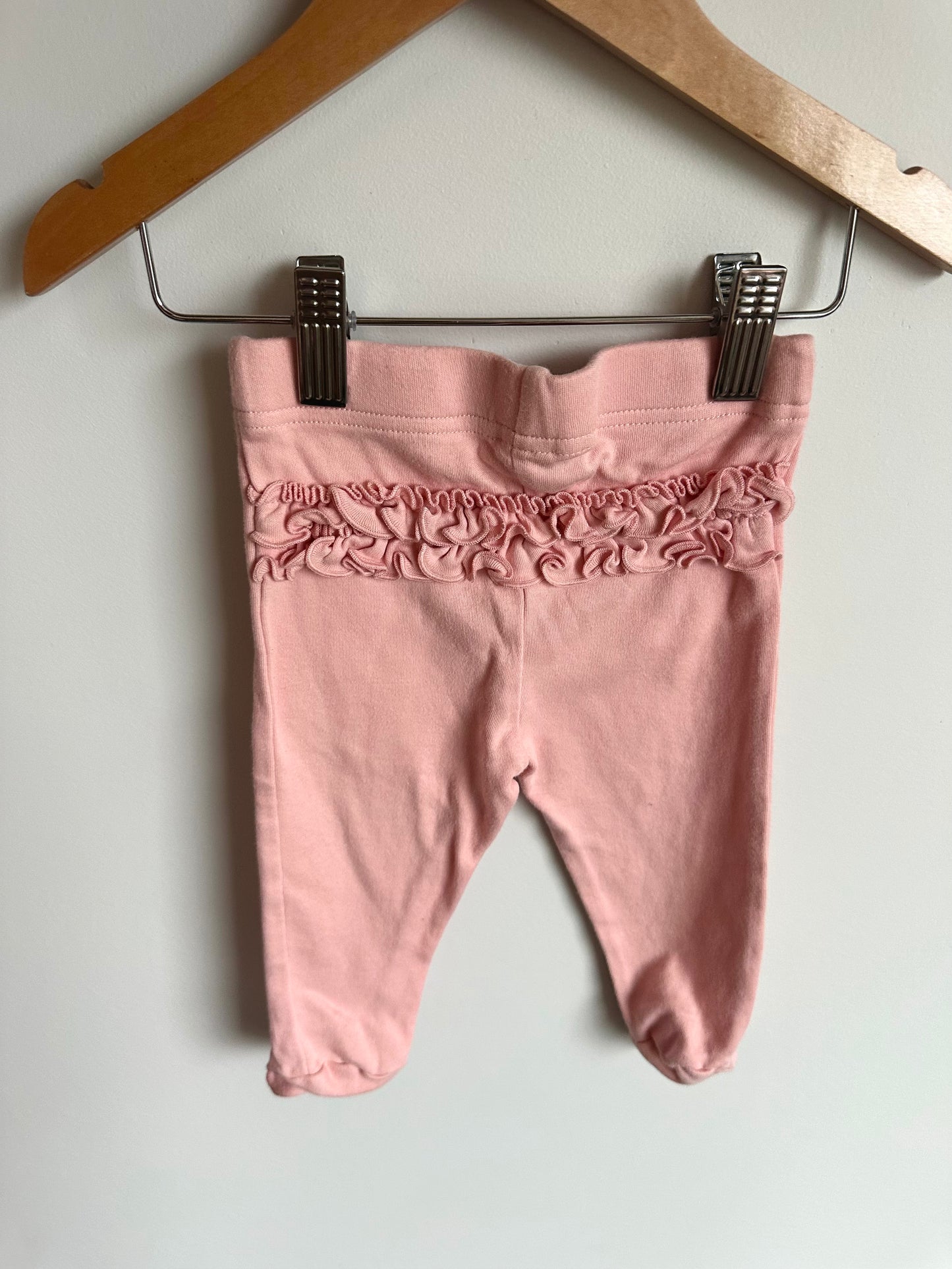Pink Ruffle Back Footed Pants / 3-6m