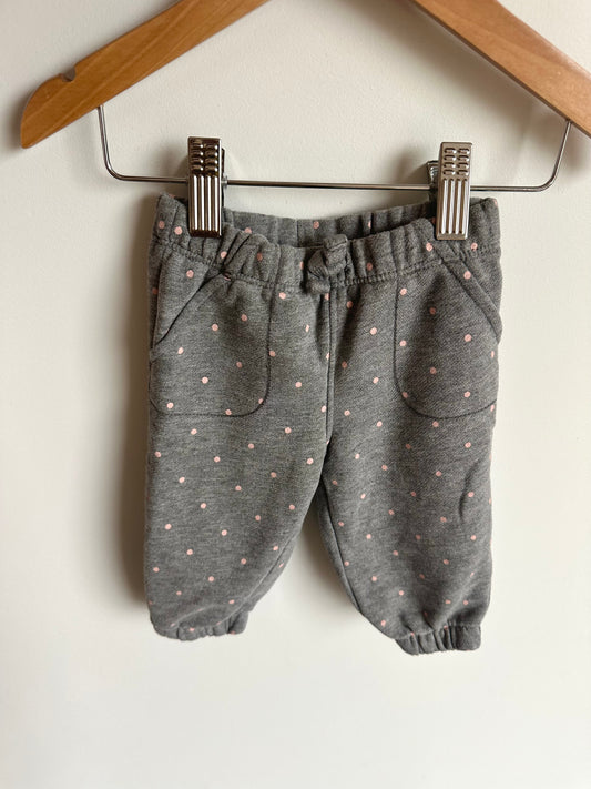 Grey + Pink Dot Tapered Pants / 6m