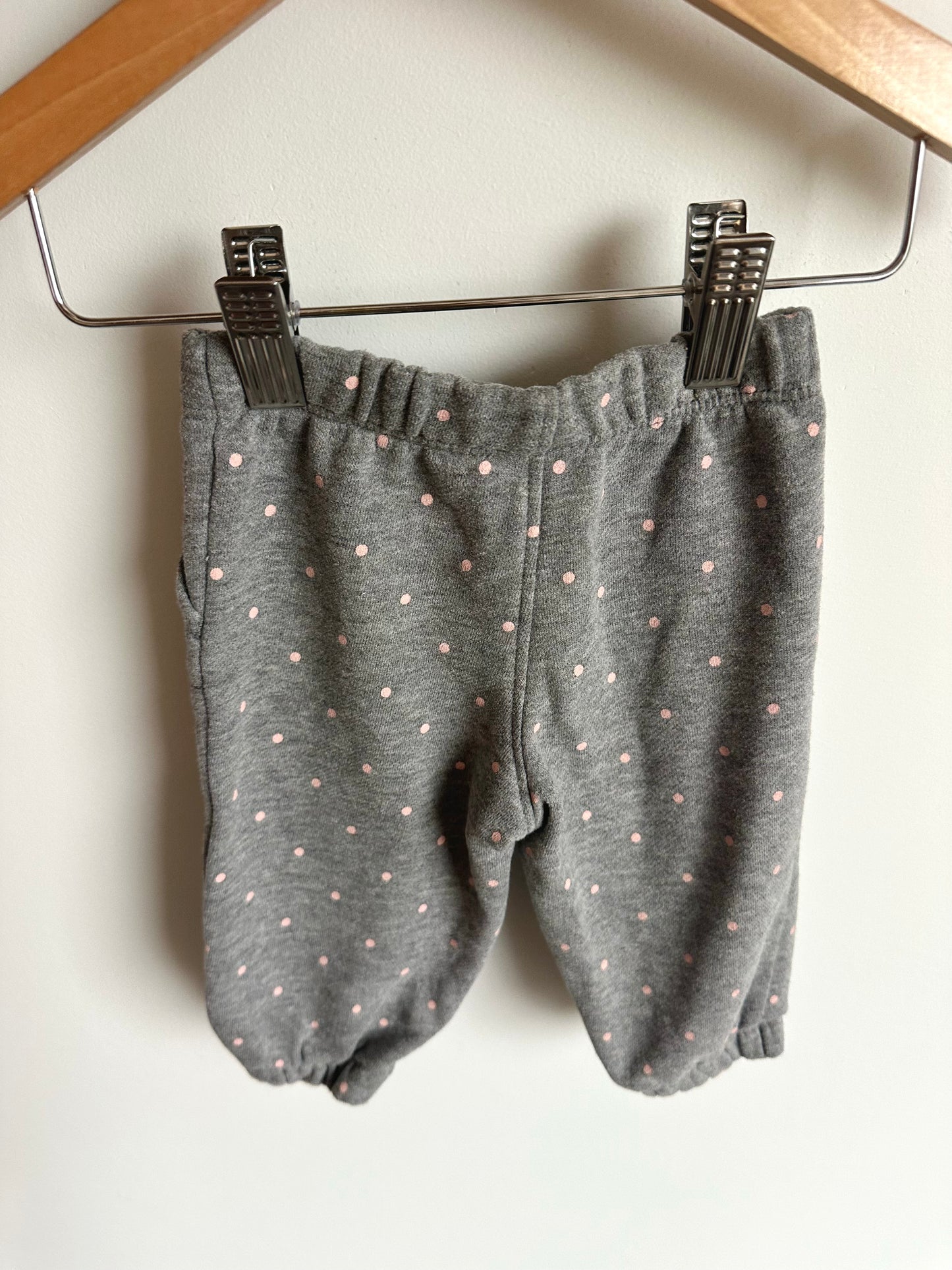 Grey + Pink Dot Tapered Pants / 6m