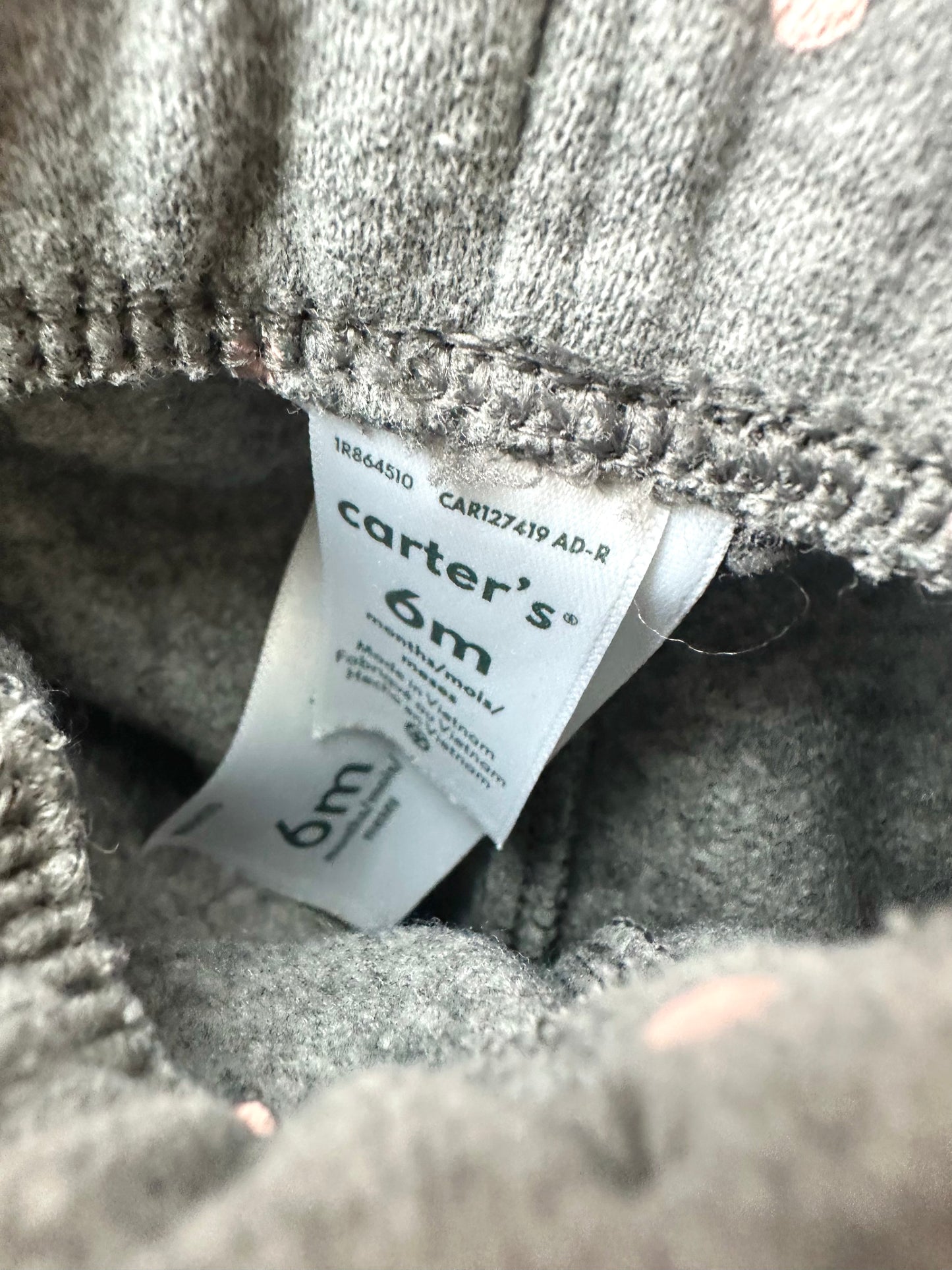 Grey + Pink Dot Tapered Pants / 6m