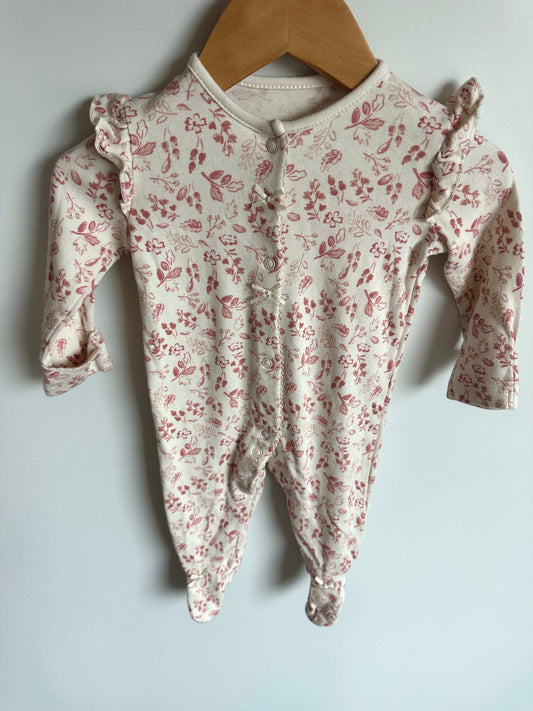 Blush Floral + Bow Jumpsuit / 3-6m