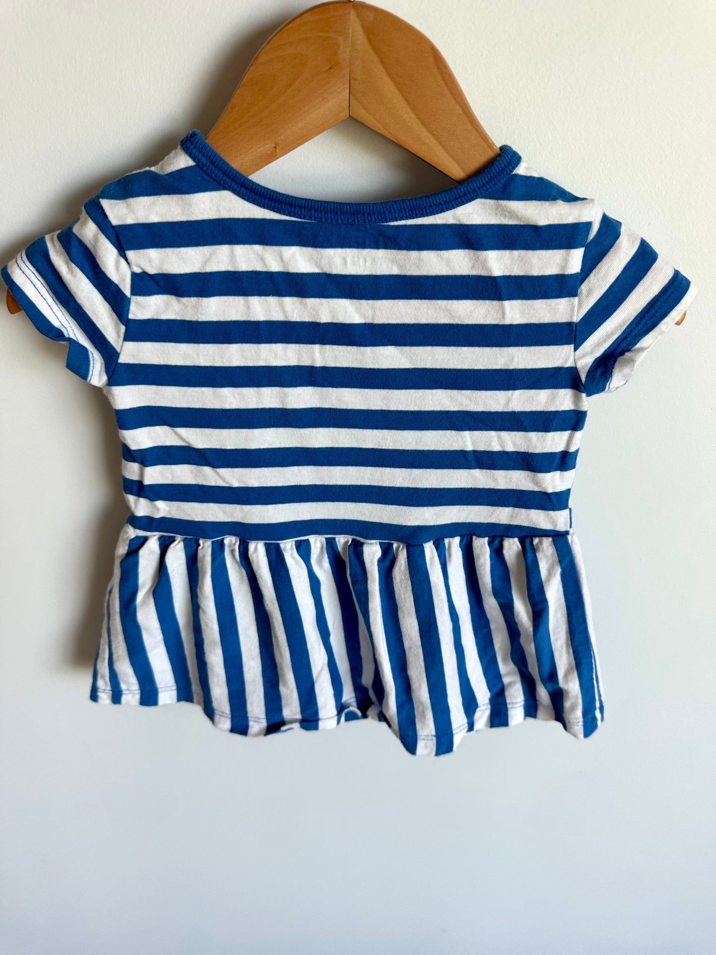 Navy Striped Peplum Top / 2T