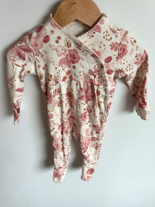 Blush Floral Side Snap Jumpsuit / 3-6m