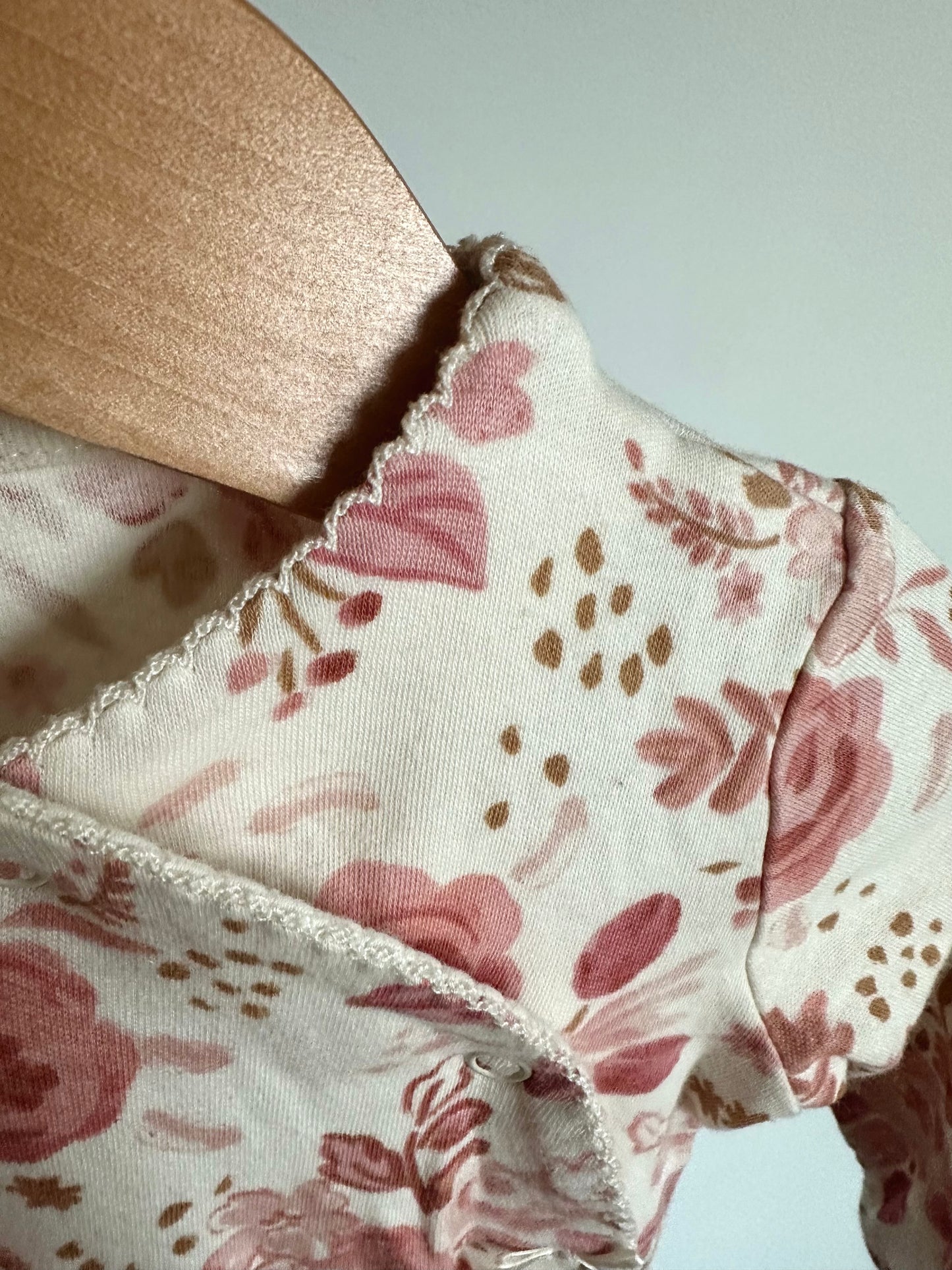 Blush Floral Side Snap Jumpsuit / 3-6m