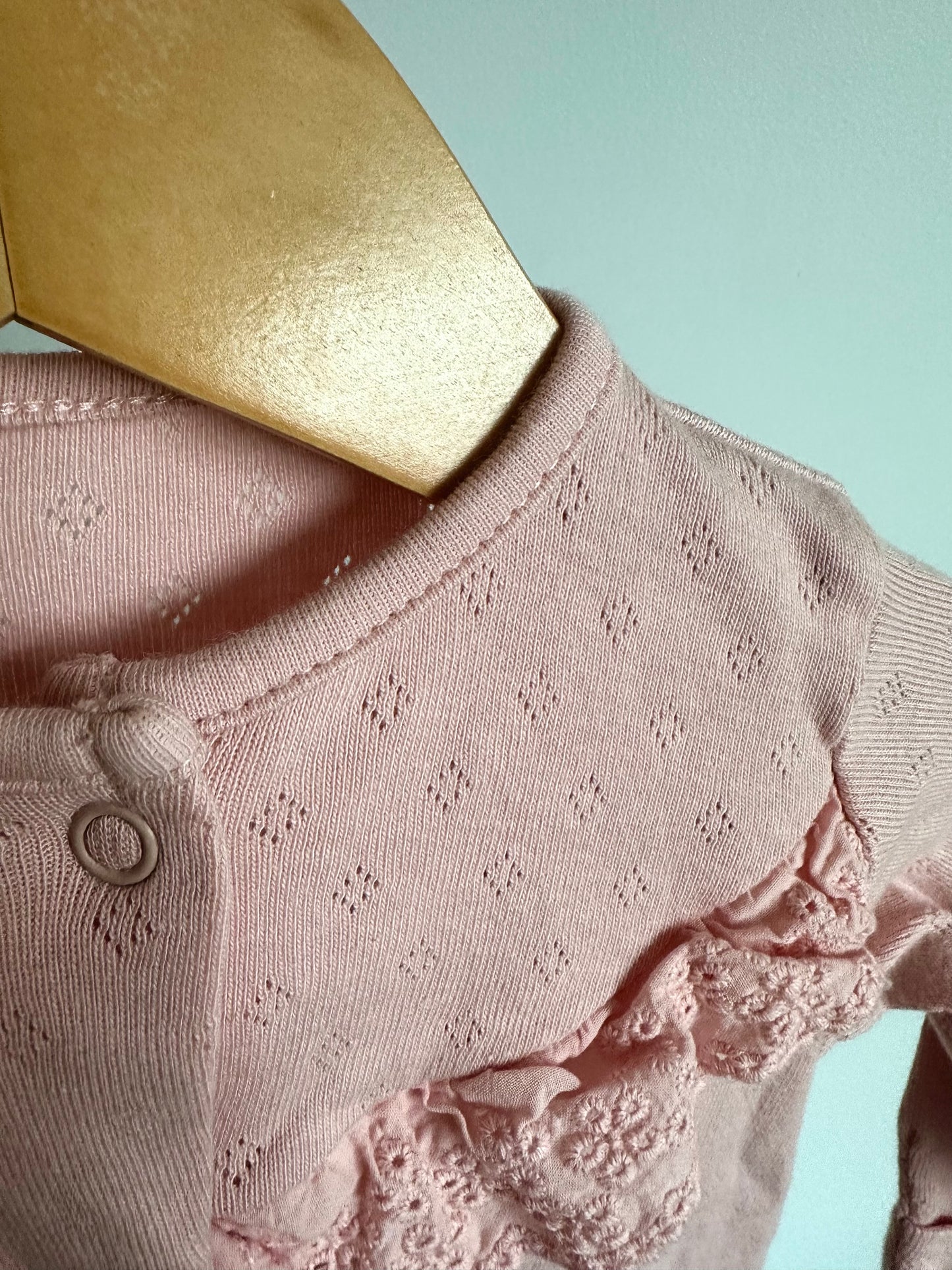 Pink Ruffle Lace Jumpsuit / 3-6m
