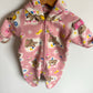 Pink Fleece Animal Hooded Bunting Suit / 3-6m