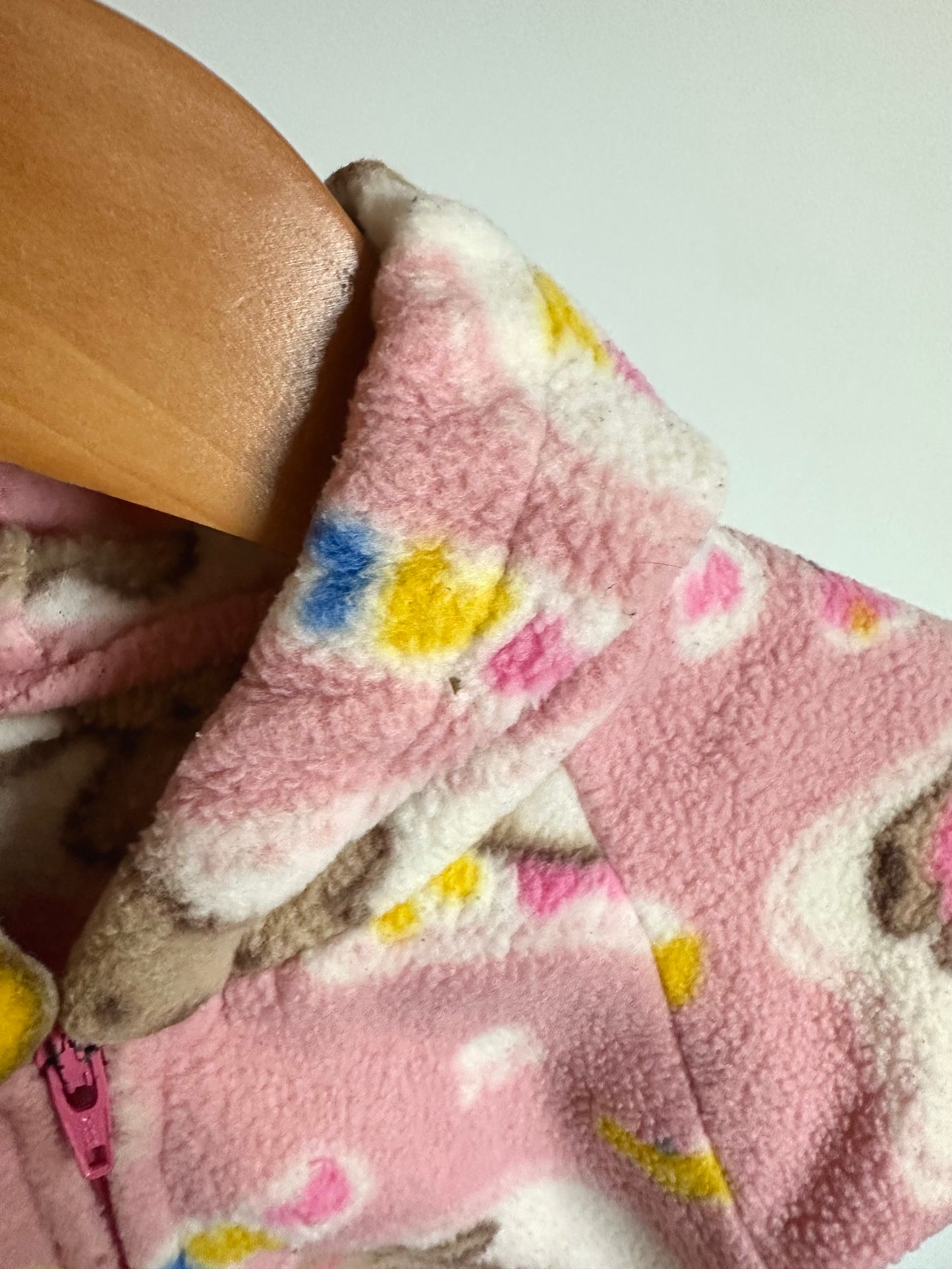 Pink Fleece Animal Hooded Bunting Suit / 3-6m