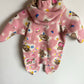 Pink Fleece Animal Hooded Bunting Suit / 3-6m