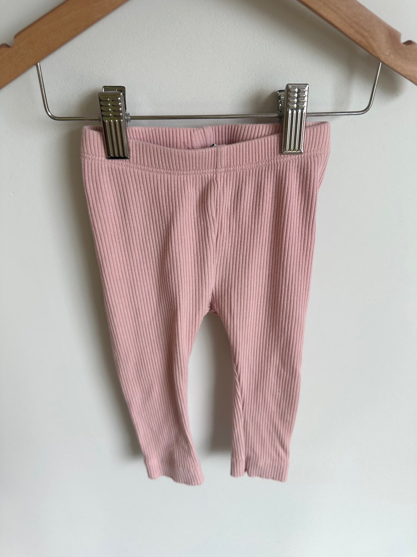 Pink Ribbed Leggings / 12-18m