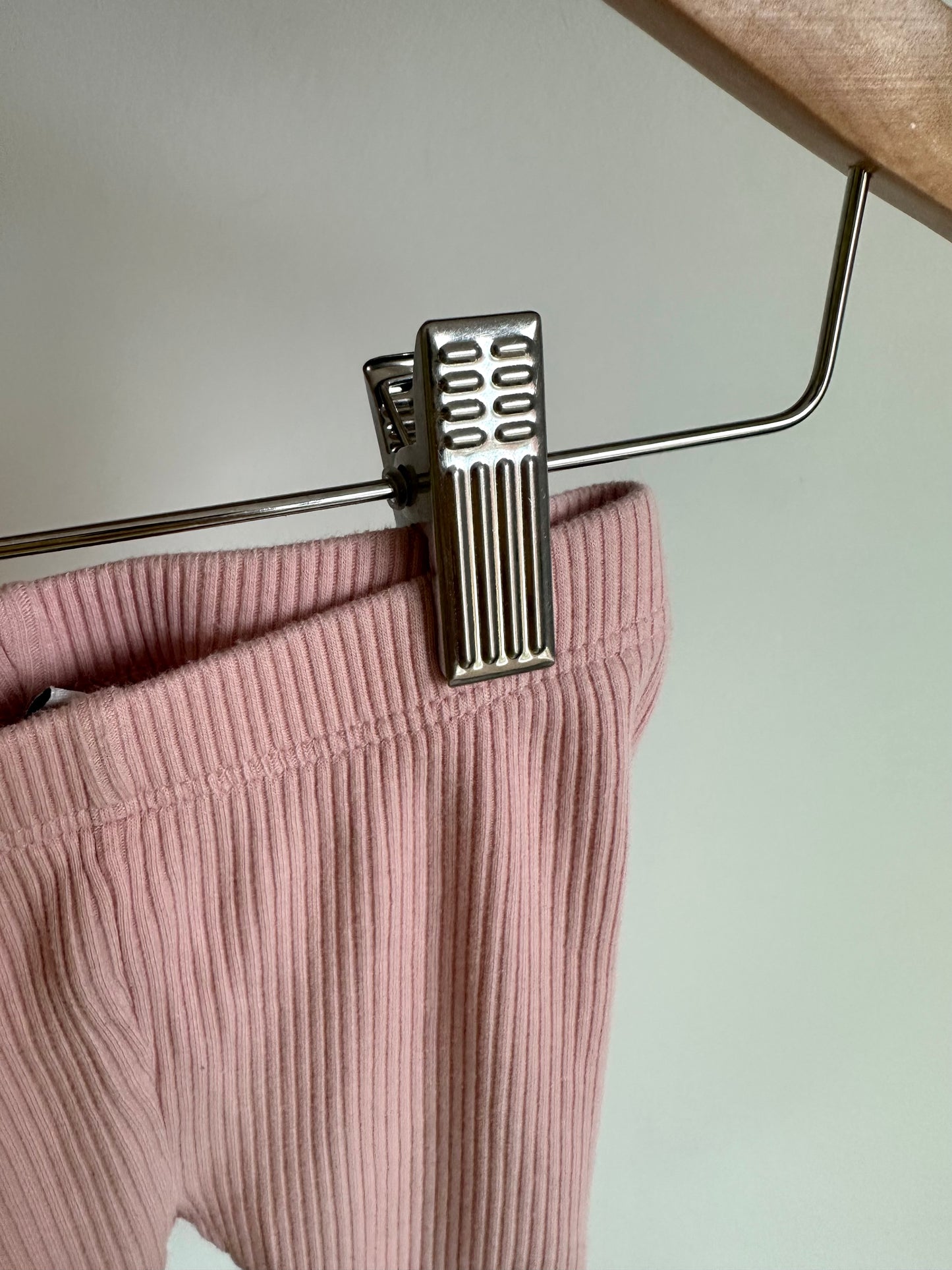 Pink Ribbed Leggings / 12-18m