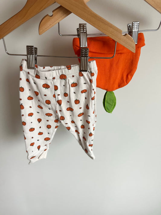 Rae Dunn Pumpkin Pants + Toque / 3-6m