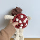 Handmade Crochet Hedgehog with Mushroom Backpack