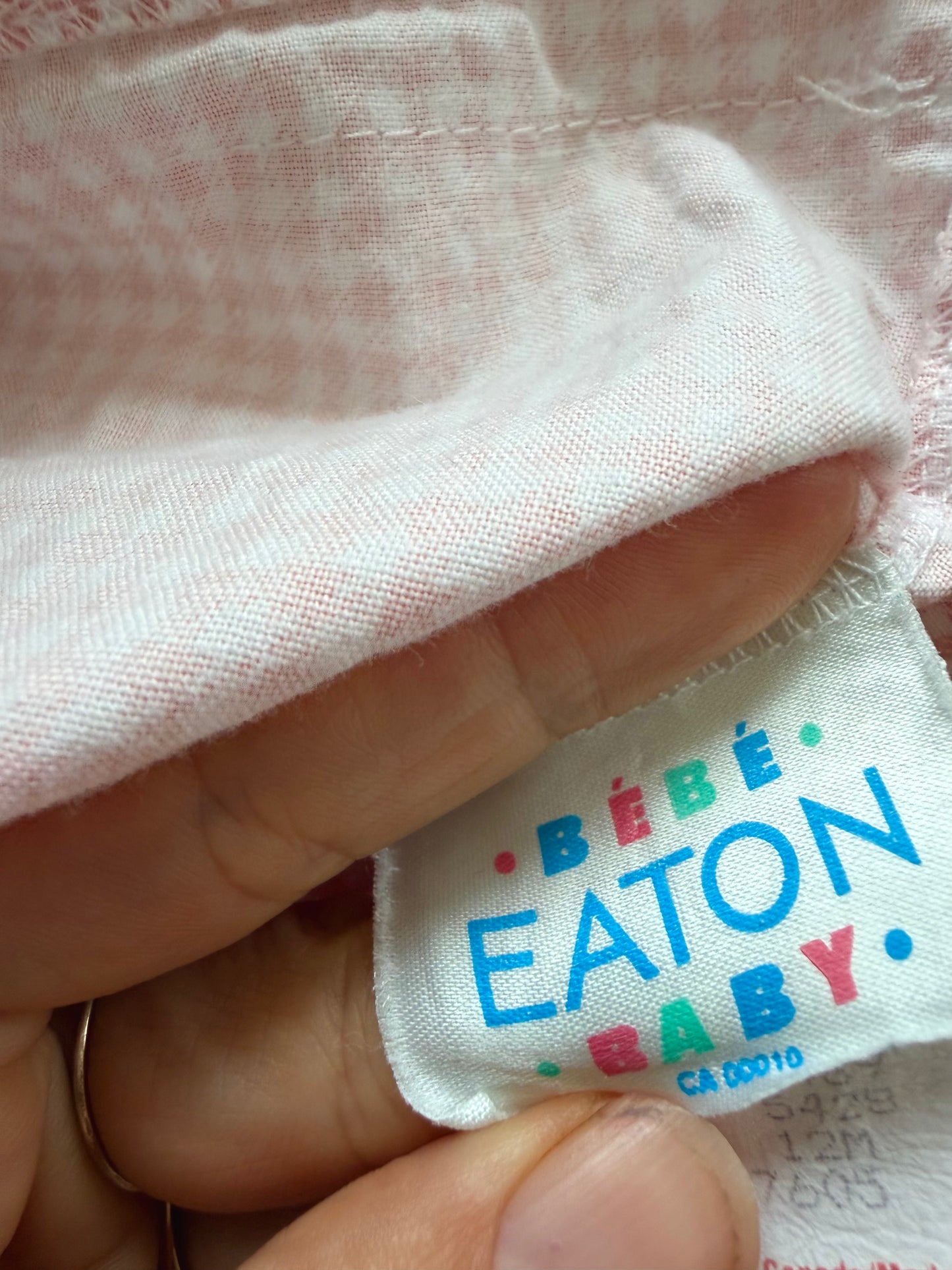 Vintage Pink Checkered Overall Dress / 12m