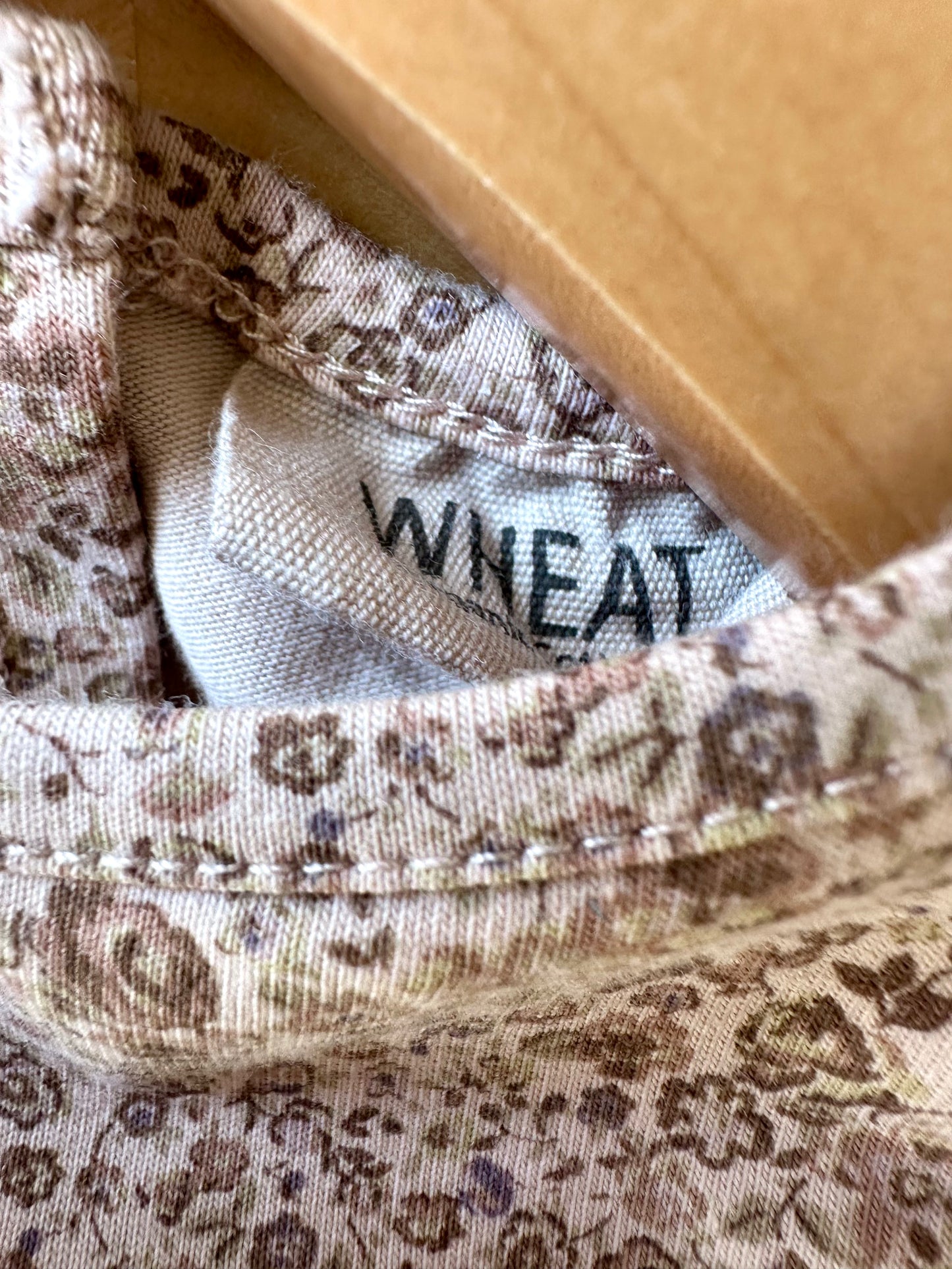 Wheat Neutral Floral Bodysuit Dress / 0-3m