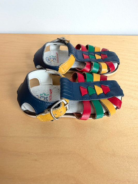Vintage Colored Leather Sandals / Size 4 Toddler