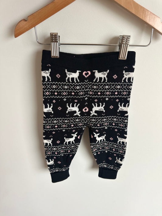 Black Deer Pattern Pants / 6-12m