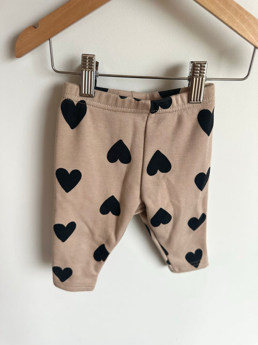 Heart Tan Fleece Lined Pants / 9m
