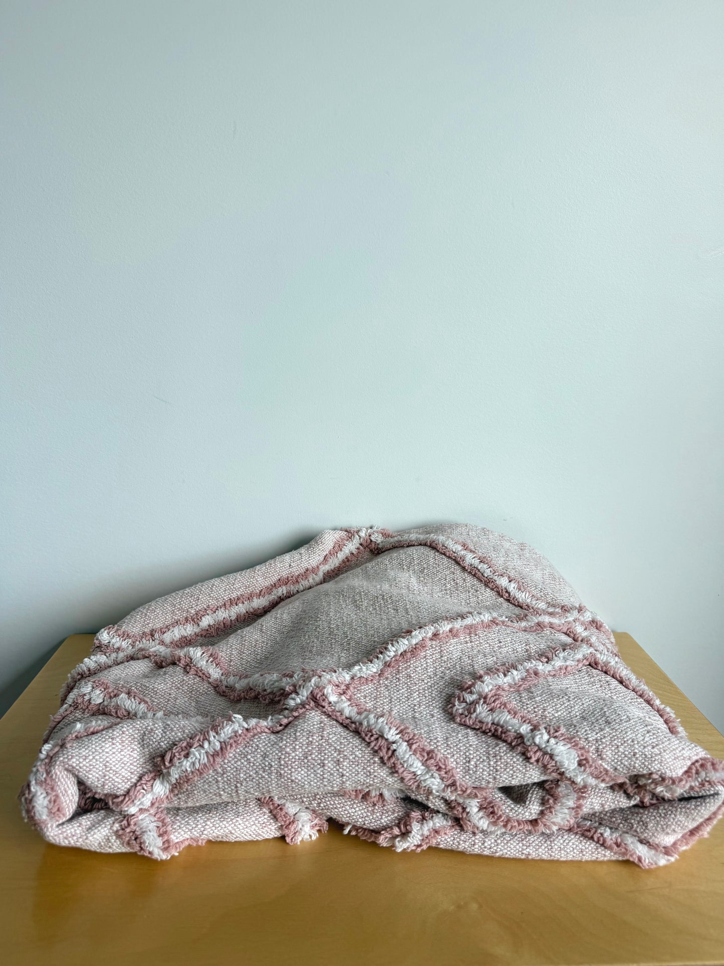 Pink Pom Pom Cotton Blanket (No Shipping)