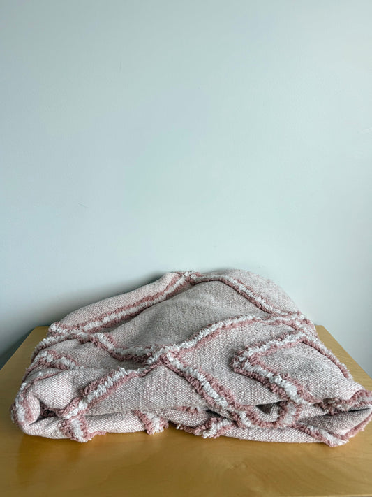 Pink Pom Pom Cotton Blanket (No Shipping)