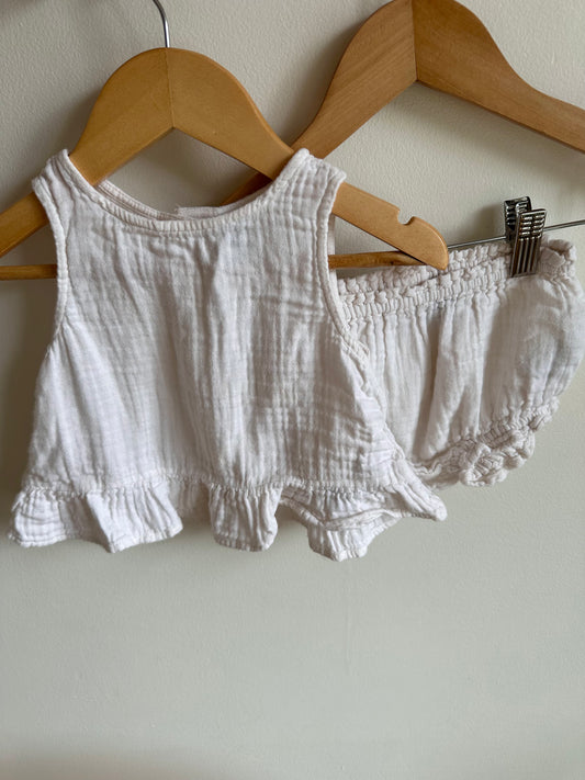 White Muslin Tank + Bottoms / 12-18m